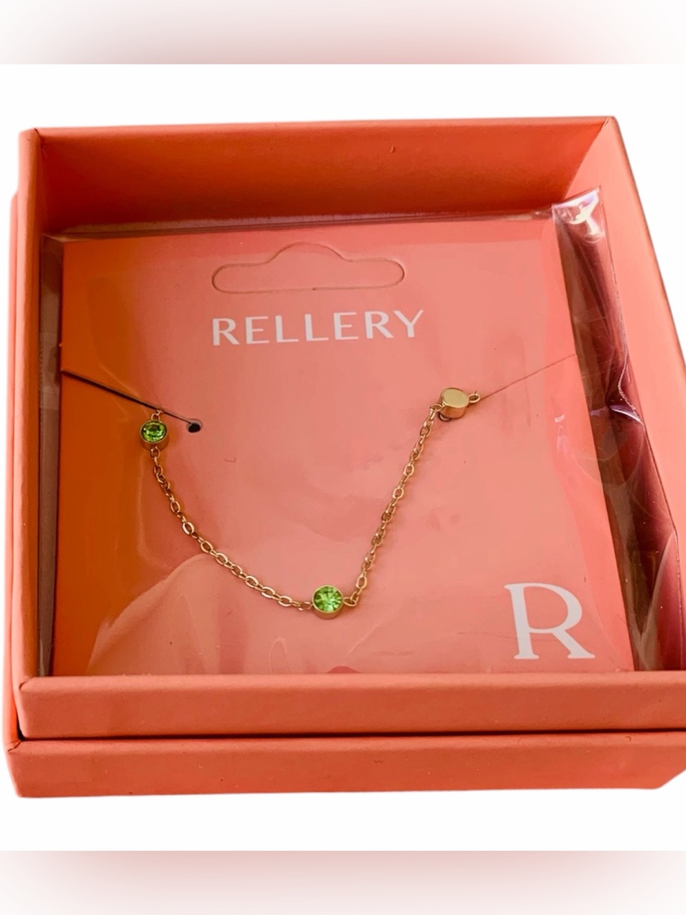 Ellery Gold Necklace with Green Crystal Accents